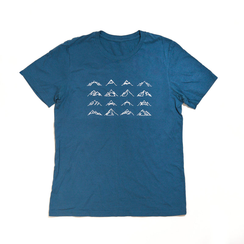 Unisex 16 Mountains Upcycled T-Shirt in Blue (Large)